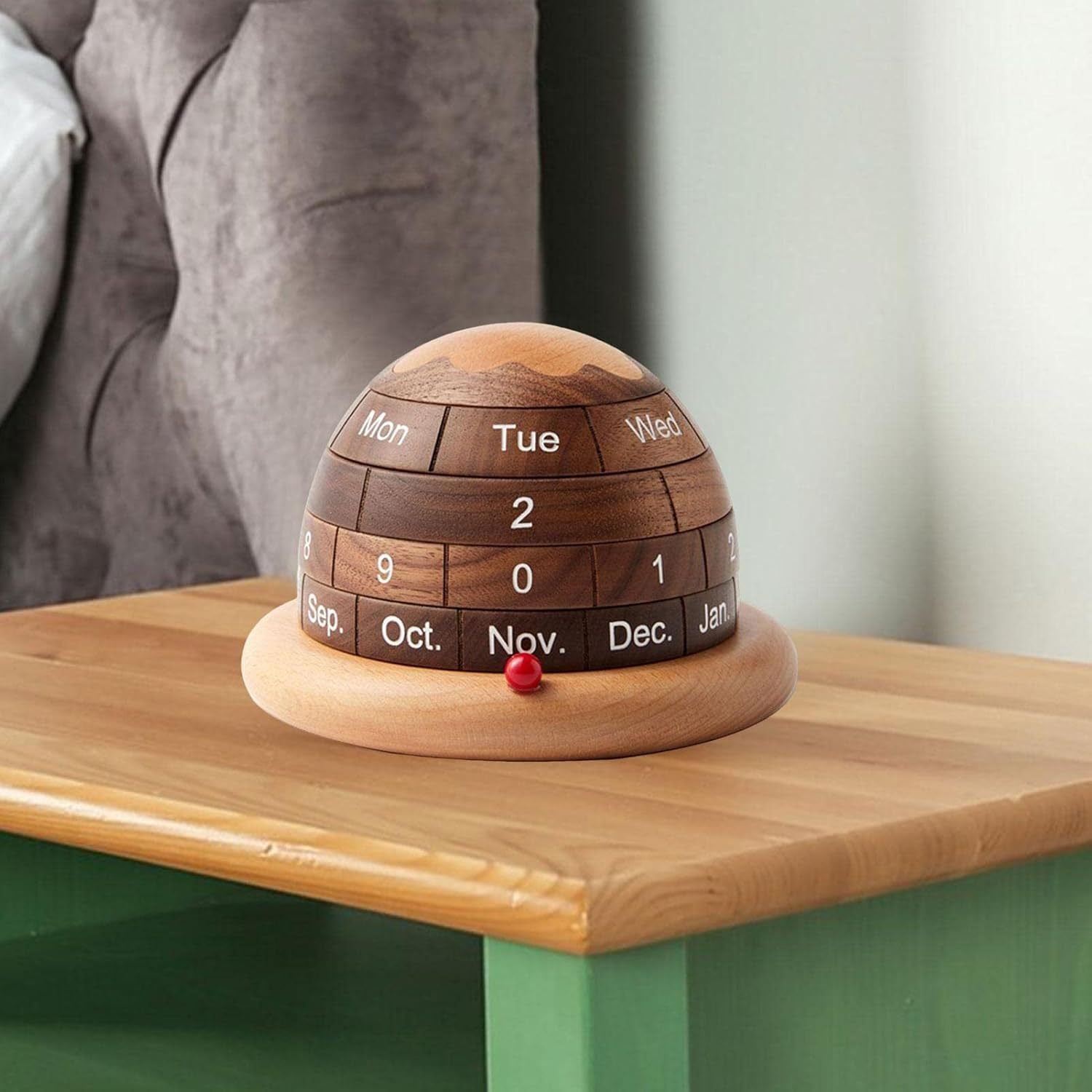 Creative Rotating Desk Calendar – Modern Wooden Perpetual Calendar for Home & Office
