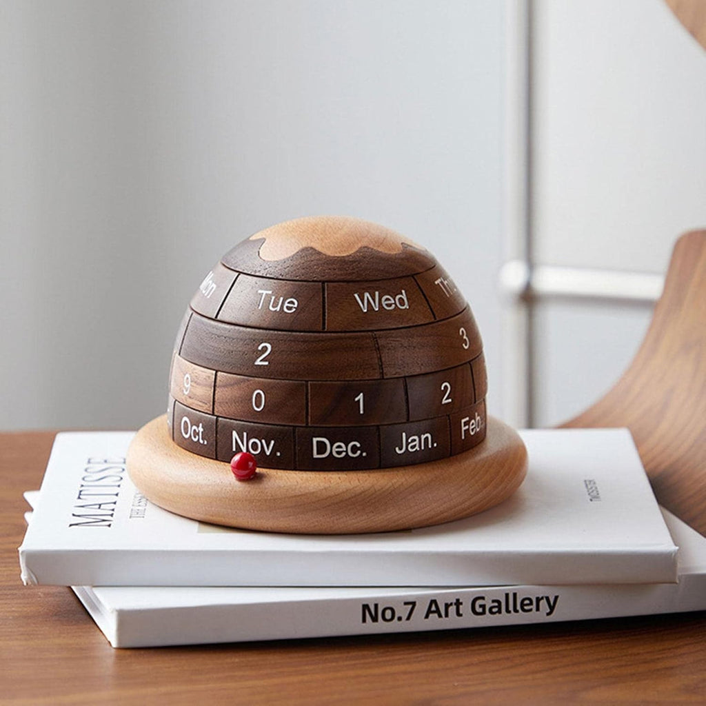 Creative Rotating Desk Calendar – Modern Wooden Perpetual Calendar for Home & Office