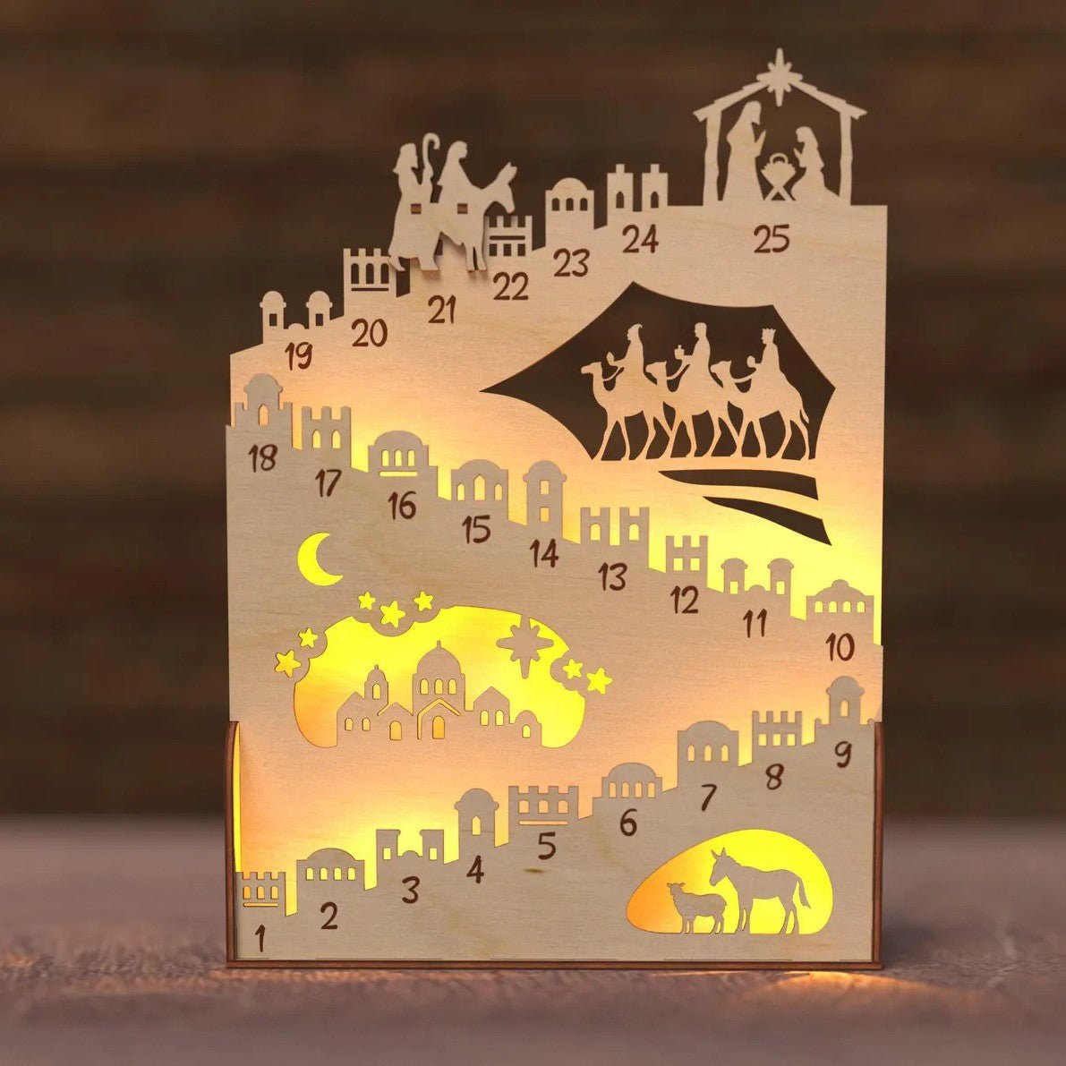 Nativity Wooden Light