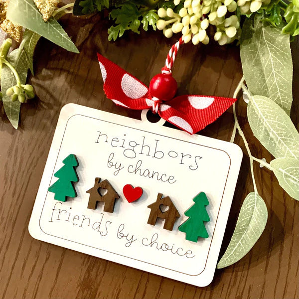 Friendship Card Christmas Tree Ornament – Heartfelt Wooden Keepsake Gift for Friends