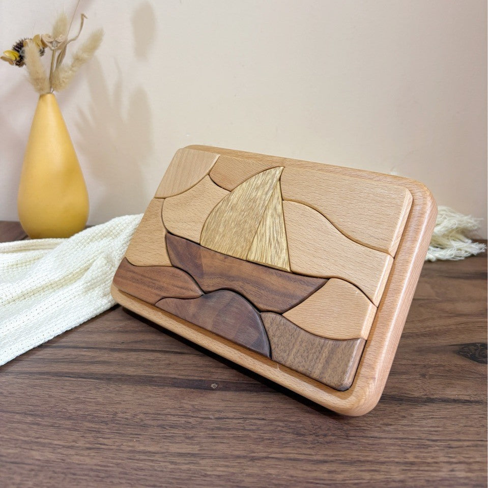 Wooden Sailboat Puzzle – Handcrafted 3D Ship Model for Kids & Adults