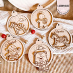 Wooden Christmas Scene Ornament – Handcrafted Holiday Decoration for Tree & Home