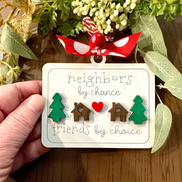 Friendship Card Christmas Tree Ornament – Heartfelt Wooden Keepsake Gift for Friends