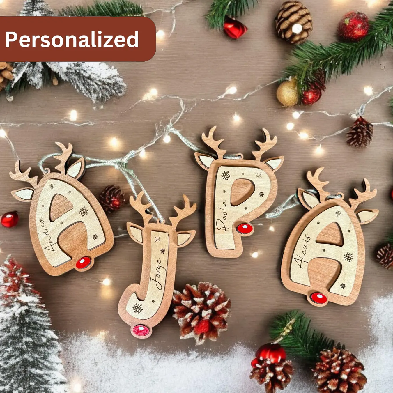 Personalized Reindeer Letter Ornaments